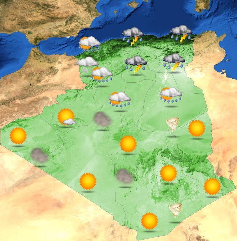 carte meteo algerie BMS : des averses de pluie et de la grêle sur les régions de l'Est 